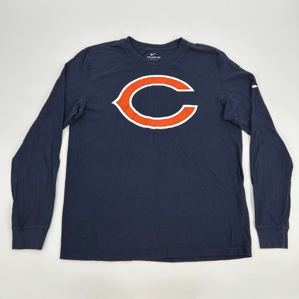 Nike The Nike Tee Chicago Bears Shirt Men's M Blue NFL Long Sleeve Crew Neck